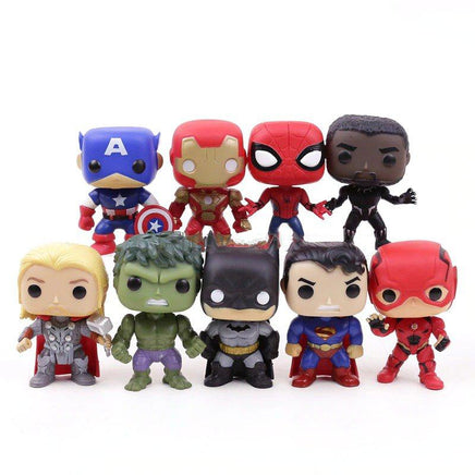 Action Figure Toys Sets 9pcs Captain America Iron Man Spiderman Black Panther Thor PVC DC Super Heroes - Lusy Store