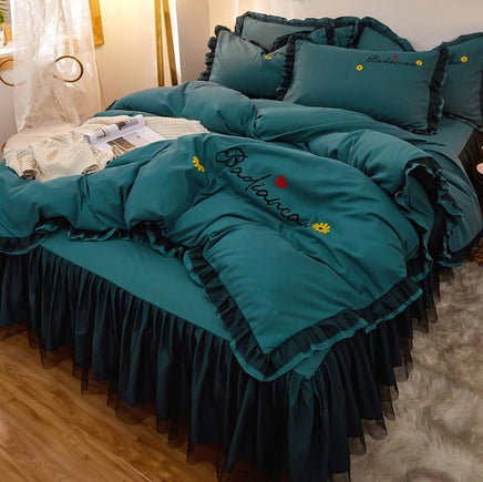 Girls Bedding Sets Korean Version Explosion-Style Lace Bed Skirt Girl Princess Cotton Brushed Q157 - Lusy Store