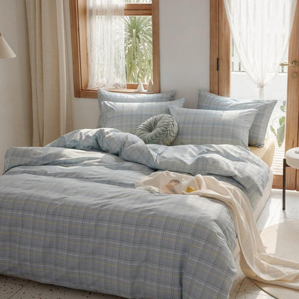 Girls Bedding Sets Plaid Cotton Bedding Girl Heart Princess Style Simple B1570 - Lusy Store