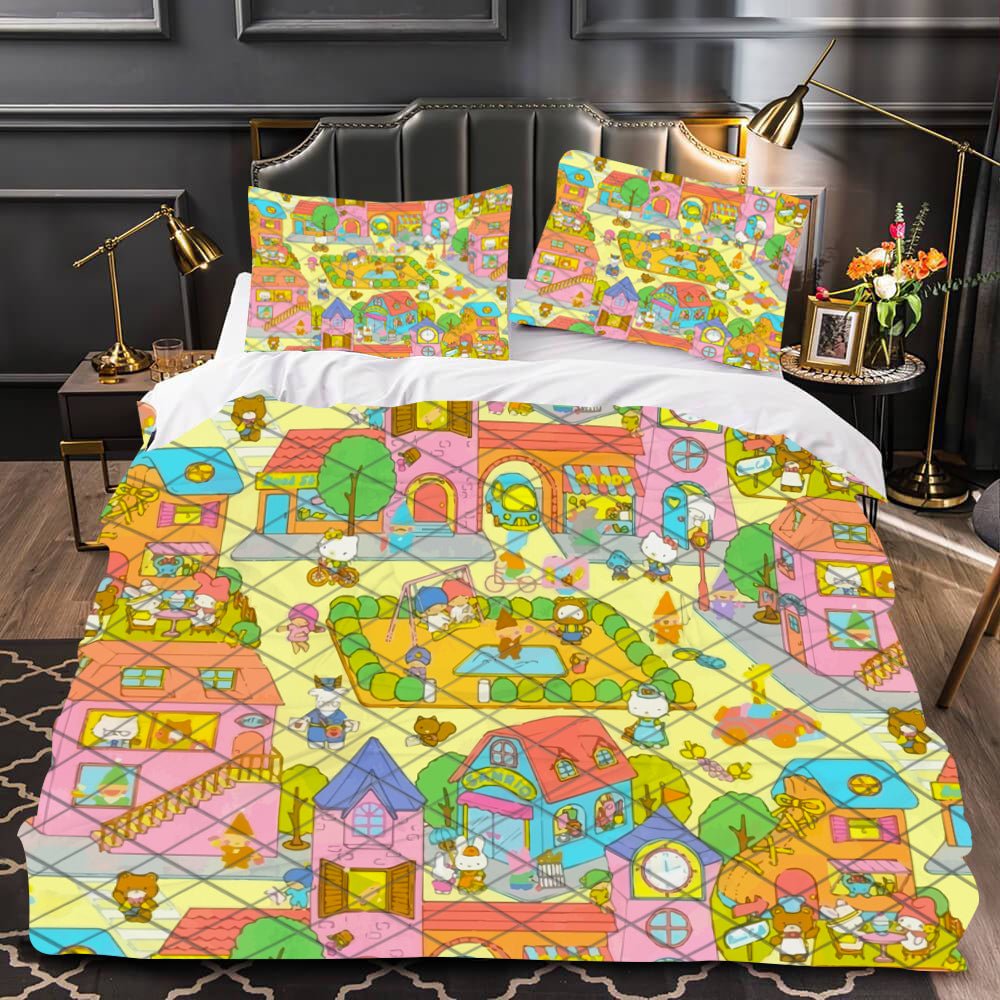 Hello Kitty Bed Set Sanrios World Cute Bed Linen Quilt Set LS22784