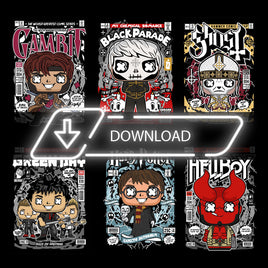 High-resolution digital design pattern showcasing various professional and trendy themes used for printing on different items like a t-shirt, a poster, and a blanket.