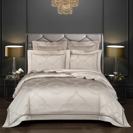 Luxury Duvet Sets Collection with Egyptian Cotton Jacquard Duvet Cover on queen bed