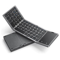 Foldable Rechargeable Wireless Bluetooth Keyboard for PC, Mac, Smartphone Windows, iOS, & Android Black Gray