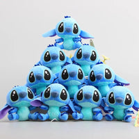 10 - Piece Set of Cute Cartoon Lilo and Stitch Small Plush Toys - 4" Kawaii Plush Keychains - Lusy Store LLC