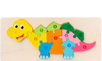 Children's Cartoon Number Animal Puzzle – Wooden 3D Fun Dinosaur1