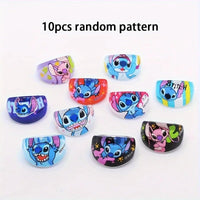10pcs Stitch Ring Set - Cute Cartoon Stitch Acrylic Rings, Perfect Children's Party Gift - Lusy Store LLC