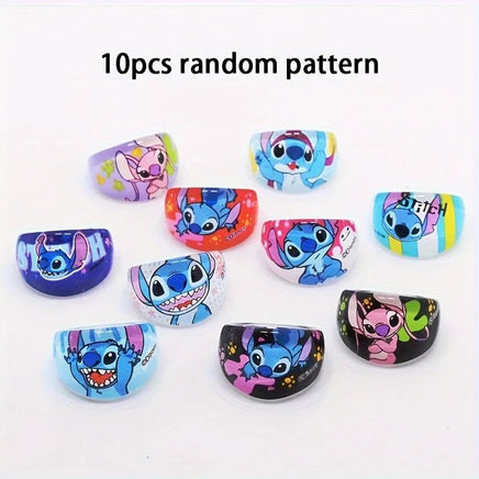 10pcs Stitch Ring Set - Cute Cartoon Stitch Acrylic Rings, Perfect Children's Party Gift - Lusy Store LLC