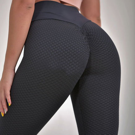 Plaid Leggings Fitness Yoga Pants Women's Seamless High Waist Breathable Gym Leggings Black