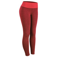 Plaid Leggings Fitness Yoga Pants Women's Seamless High Waist Breathable Gym Leggings Red