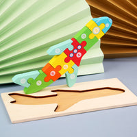 Children's Cartoon Number Animal Puzzle – Wooden 3D Fun Aircraft