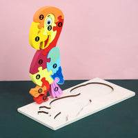Children's Cartoon Number Animal Puzzle – Wooden 3D Fun Woodpecker