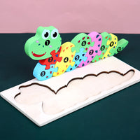 Children's Cartoon Number Animal Puzzle – Wooden 3D Fun Caterpillar
