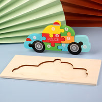Children's Cartoon Number Animal Puzzle – Wooden 3D Fun Police car