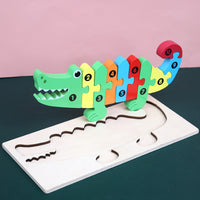 Children's Cartoon Number Animal Puzzle – Wooden 3D Fun Crocodile