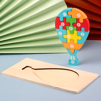 Children's Cartoon Number Animal Puzzle – Wooden 3D Fun Hot air balloon