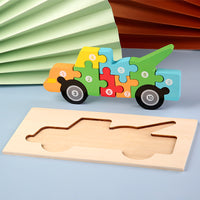 Children's Cartoon Number Animal Puzzle – Wooden 3D Fun Public vehicle