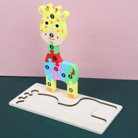 Children's Cartoon Number Animal Puzzle – Wooden 3D Fun Giraffe