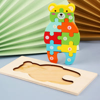 Children's Cartoon Number Animal Puzzle – Wooden 3D Fun Little bear