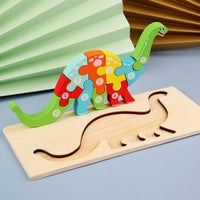 Children's Cartoon Number Animal Puzzle – Wooden 3D Fun Dinosaur