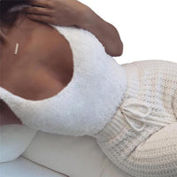 Lusy Store 3pcs Womens Clothing Long Sleeve Crop Tank Top And Drawstring Shorts Pajama Set Pajamas