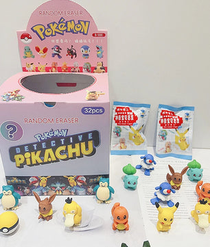 32Pcs Pokemon Figure Pencil Eraser Blind Box Hello Kitty Kuromi Melody Pikachu Student School Stationery Gifts - Lusy Store LLC 