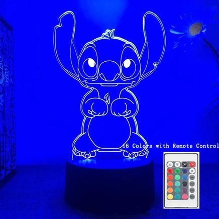 3D Stitch Night Light Lamp - 16 Colors, Remote Control, Room Decor - Perfect Gift 16 Colors 3