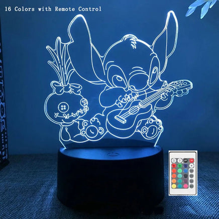 3D Stitch Night Light Lamp - 16 Colors, Remote Control, Room Decor - Perfect Gift 16 Colors 4