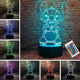 3D Stitch Night Light Lamp - 16 Colors, Remote Control, Room Decor - Perfect Gift - Lusy Store LLC