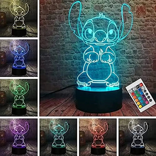 3D Stitch Night Light Lamp - 16 Colors, Remote Control, Room Decor - Perfect Gift - Lusy Store LLC