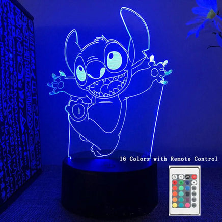 3D Stitch Night Light Lamp - 16 Colors, Remote Control, Room Decor - Perfect Gift 16 Colors 2