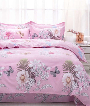 4 - Piece Duvet Cover Set with Single/Double Size Thick Bed Sheet - Lusy Store LLC
