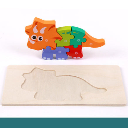 Lusy Store Wooden Montessori 3D Puzzle for Kids &ndash; Dinosaur Edition Wooden &amp; Pegged Puzzles