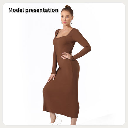 Lusy Store Women's Fashion Simple Solid Color Dress Dresses