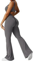 Lusy Store Women Sleeveless Flare Jumpsuits Fitness Yoga Long Pants One-Pieces