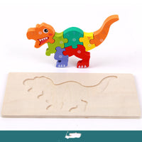 Lusy Store Wooden Montessori 3D Puzzle for Kids &ndash; Dinosaur Edition Wooden &amp; Pegged Puzzles