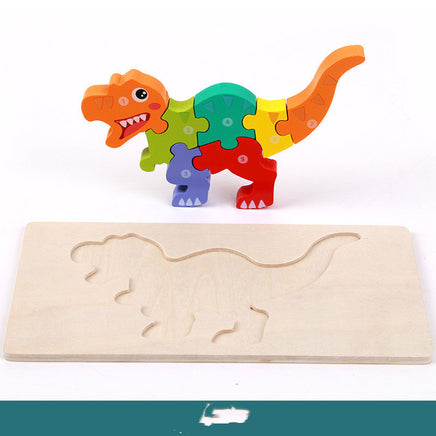 Lusy Store Wooden Montessori 3D Puzzle for Kids &ndash; Dinosaur Edition Wooden &amp; Pegged Puzzles