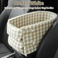 Portable Pet Car Seat Booster Coffee White 42x20x22cm