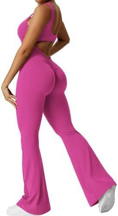 Lusy Store Women Sleeveless Flare Jumpsuits Fitness Yoga Long Pants One-Pieces