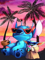 5D DIY Diamond Painting - Lilo And Stitch Sunset Landscape Mosaic Gift for Kids - Lusy Store LLC