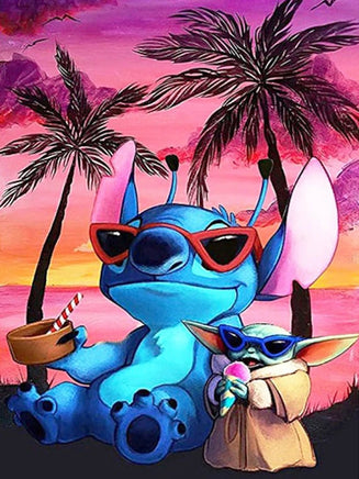 5D DIY Diamond Painting - Lilo And Stitch Sunset Landscape Mosaic Gift for Kids - Lusy Store LLC