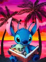 5D DIY Diamond Painting - Lilo And Stitch Sunset Landscape Mosaic Gift for Kids - Lusy Store LLC