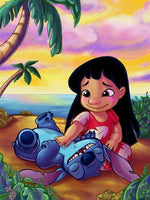 5D DIY Diamond Painting - Lilo And Stitch Sunset Landscape Mosaic Gift for Kids - Lusy Store LLC