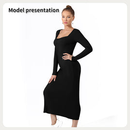 Lusy Store Women's Fashion Simple Solid Color Dress Dresses