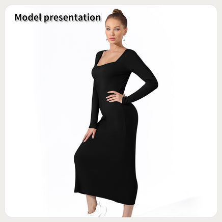 Lusy Store Women's Fashion Simple Solid Color Dress Dresses