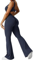 Lusy Store Women Sleeveless Flare Jumpsuits Fitness Yoga Long Pants One-Pieces