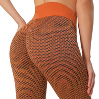 Plaid Leggings Fitness Yoga Pants Women's Seamless High Waist Breathable Gym Leggings Orange