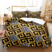 Luxury Brushed Chemical Fiber Digital Golden Pattern Bedding Set 19 Style