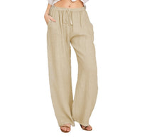Lusy Store Women's Casual Cotton And Linen Loose Yoga Pants Pants