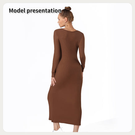Lusy Store Women's Fashion Simple Solid Color Dress Dresses