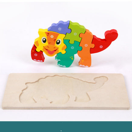 Lusy Store Wooden Montessori 3D Puzzle for Kids &ndash; Dinosaur Edition Wooden &amp; Pegged Puzzles